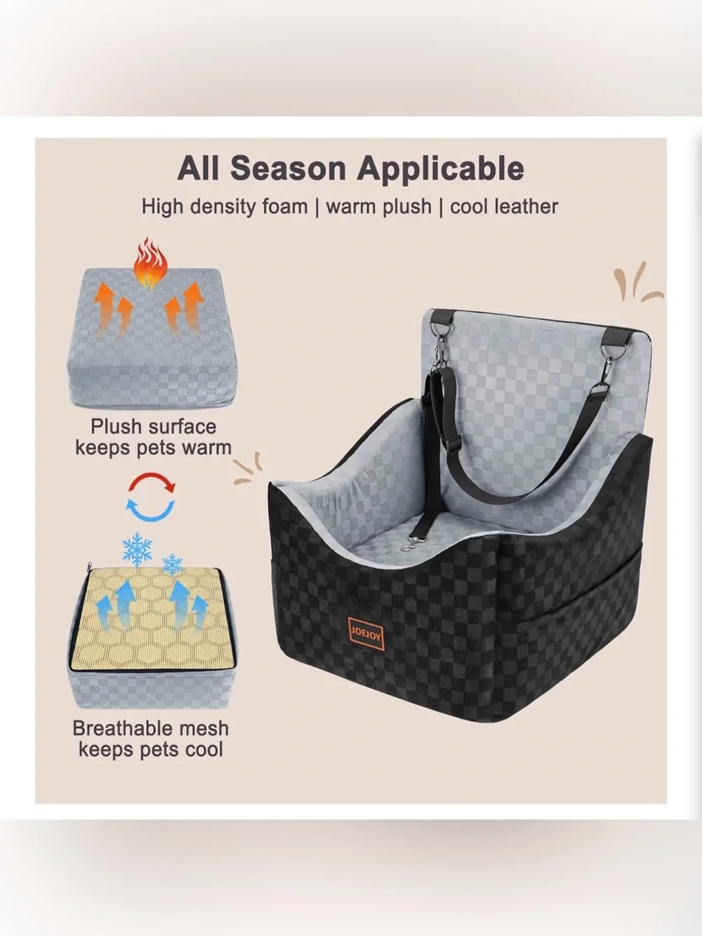 Elevated Dog Car Seat For Small/Medium Dogs Up To 35 Lbs
